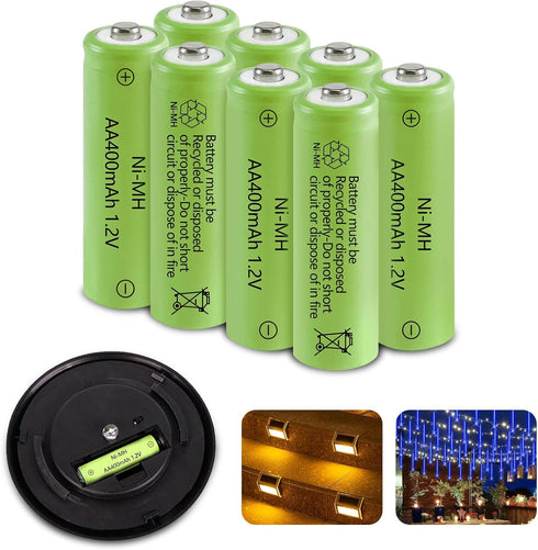 JINTION Solar Rechargeable Ni-MH AA Batteries AA 400 mAh Battery 8 Pack...