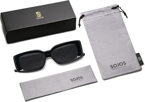 SOJOS Classic Trendy Rectangle Polarized Sunglasses Thick Frame with Star Decorations SJ2285...