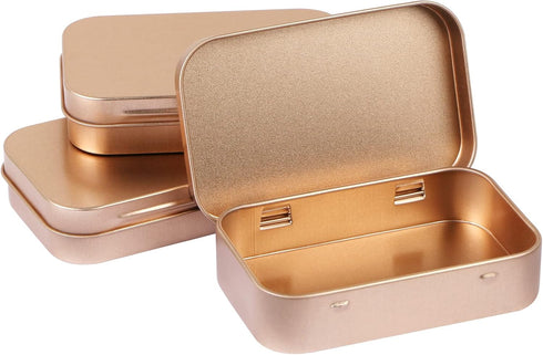 3 Pack Metal Rectangular Hinged Tins Box with Lid Mini Portable Box Empty Craft Containers Small Storage Kit Home Outdoors Organizer for Soap Mint...