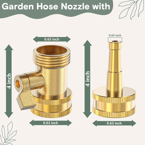 Twinkle Star Brass Hose Nozzle 4 Pack, Jet Nozzle High Pressure Hose Nozzle with Leakproof Shut off Valve, Upgraded Valve Handle, 3/4” GHT Nozzles...