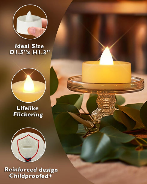 Homemory 12Pack Flameless LED Candles Tea Lights Battery Operated, 200+Hours Electric Fake Candles Tealights for Votive, Halloween, Pumkin, Ofrend...