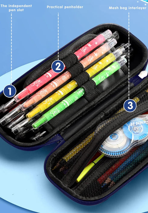 3D Astronaut Pencil Case for Kids Boys, Waterproof Pencil Box with Compartments Pen Pouch (Dark Blue)......