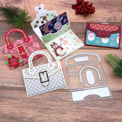 AlinaCraft 1set Card Bag Metal Cutting Die Cut for Handmade Gift Cards Holder Gift Wrap Money Packing Paper Craft Scrapbooking for DIY Holiday Gif...
