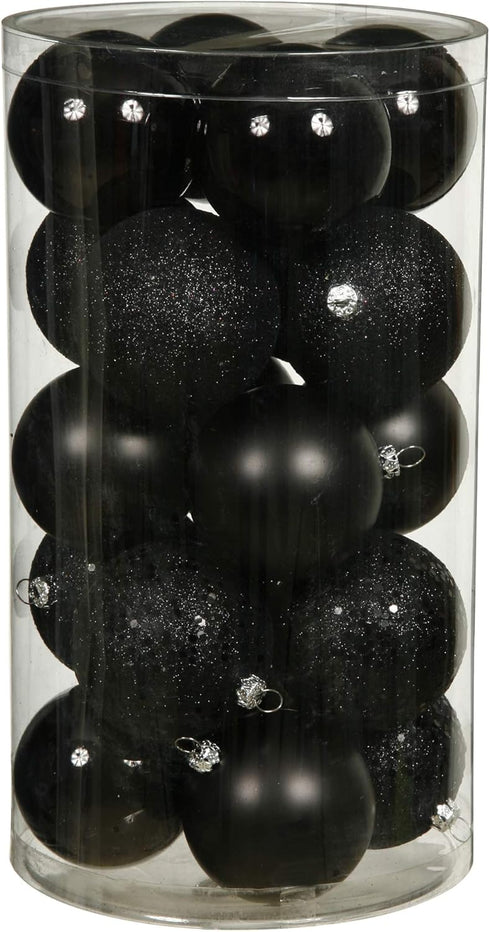 Vickerman 2.75" Black 4-Finish Ball Ornament Assortment - 20 per Box - Matte, Shiny, Glitter, Sequin - Reliable and Durable - Perfect Christmas Or...