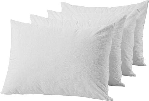 Niagara Waterproof Pillow Protectors Standard 4 Pack Cotton Terry 100% Waterproof Zippered White Pillow Encasement Washable Long Life Soft...