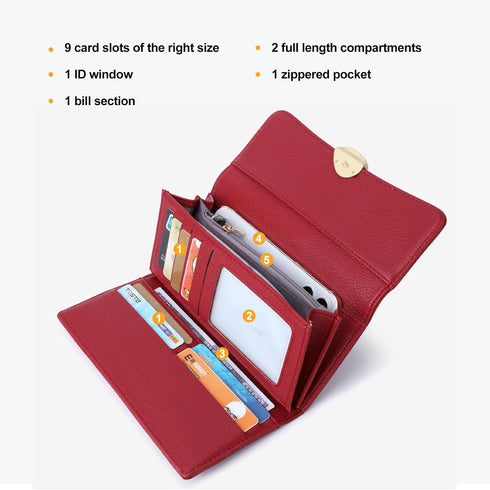 Wallet Women, Clutch Wallet with Zip Pocket Large Capacity PU Leather Trifold Wallet Ideal Accessory for Gifts, Everyday Life and Business Occasio...