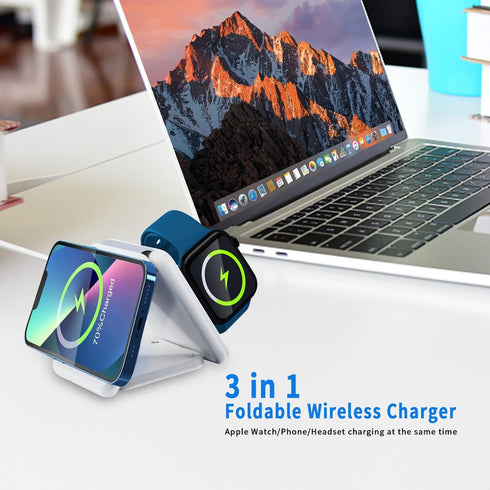 Wireless Charger 3 in 1,Foldable Charging Station,Magnetic Wireless Charging Pad Compatible with iPhone 15/14/13/12 Pro Max Plus,Apple Watch,AirPo...