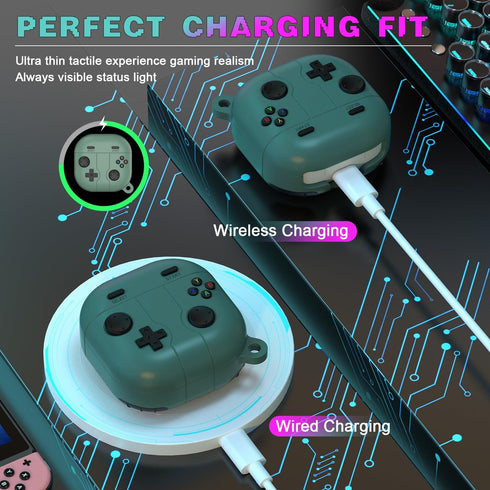 RFUNGUANGO with Keychain, Cleaning Tool Included, Gaming Console Themed Case for Samsung Galaxy Buds 2 Pro/Buds Pro/Buds Live/Buds 2/Galaxy Buds F...