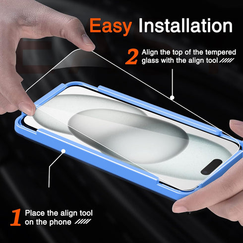 Milomdoi 3 Pack Screen Protector for Apple iPhone 15 with 3 Pack Tempered Glass Camera Lens Protector, Ultra 9H Accessories, Case Friendly, Mounti...