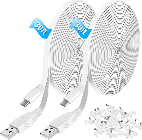 30ft/9m Power Extension Cable for WyzeCam/WyzeCam V3/ WyzeCam Pan/Wyze Cam Pan V2/ KasaCam/NestCam Indoor/Yi Cam,USB to Micro USB Charging (2pcs)...
