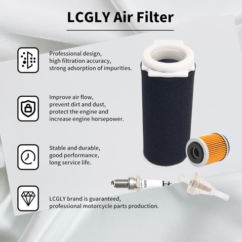 Air Filter Kit Guide & END CAP & Oil Filter & Fuel Filter & Spark plug Kit Compatible with Yamaha Grizzly 600 YFM600 4x4 1998-2001,1UY-14458-01-00...
