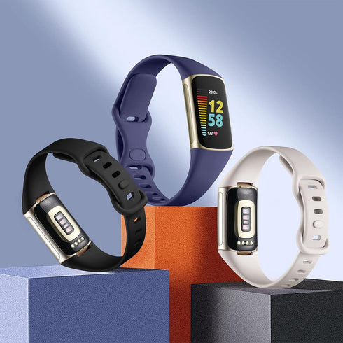 Maledan Compatible with Fitbit Charge 5 Bands for Women Men, Soft Silicone Breathable Sport Replacement Accessories Slim Strap for Fitbit Charge 6...