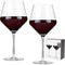 Viski Raye Angled Burgundy Glasses Set of 2 - Premium Crystal Clear Glass, Modern Stemmed, Flat Bottom Red Wine Gift Set - 21 oz...