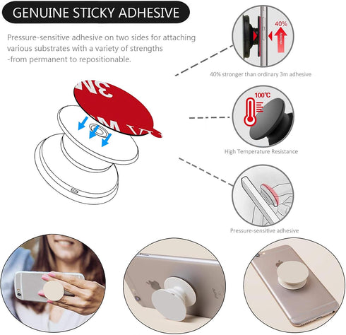 K TOMOTO [10 Pack 3M VHB Sticky Adhesive Pads for Socket Mount Base, Duble Side Heat Resistant Strong Sticker Replacement Tape for Phone Collapsib...