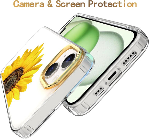 BAISRKE Clear Case Design for iPhone 15 Plus 6.7 inch, with 2 Pack Screen Protectors + 1 Pack Camera Lens Protector Slim Shockproof Women Cute Bum...