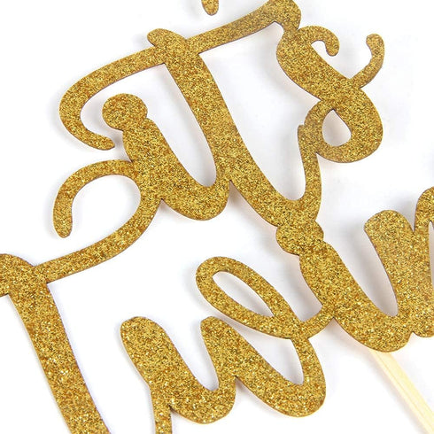 Gold Glitter It's Twins Cake Topper for Baby Shower,Gender Reveal,Baby 6 Months, 1st Birthday Party Decorations Supplies Babies Cake Topper...