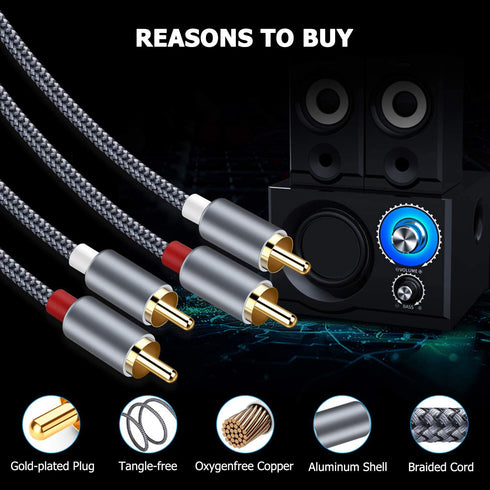 Goalfish RCA Cable, 20Feet/6m RCA Audio Cable 2 Male to 2 Male RCA Subwoofer Cable Nylon-Braided Auxiliary RCA to RCA Stereo Cord for Home Theater...