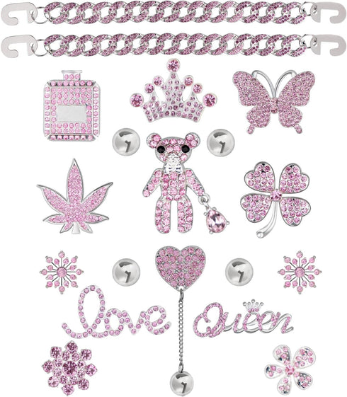 Bling Chain Charms for Clog Shoes Decoration, Luxury Rhinestone Cute Diamond Bear Love Flower Butterfly Crown Designer Jewelry Shoe Accessories fo...