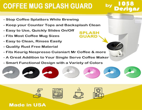 Coffee Mug Cup Splash Splatter Guard Screen compatible with Keurig and other single serve brewing machines by 1058 DESIGNS (Black)...