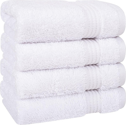 Cotton Paradise 100% Cotton Turkish Washcloth Set for Bathroom, 4 Piece Soft Absorbent Small Hand Face Towels Wash Rags, White...