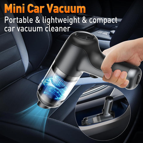 Mini Handheld Vacuum Cordless, Portable Car Vacuum Cleaner Rechargeable, 3 in 1 Dust Buster & Air Blower & Hand Pump Small High Power Vacuum for H...