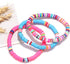 Surfer Heishi Bracelets for Women Stackable Rainbow Vinyl Disc Clay Beaded Stretch Bracelets Elastic Layering Friendship Bracelets Boho Summer Bea...