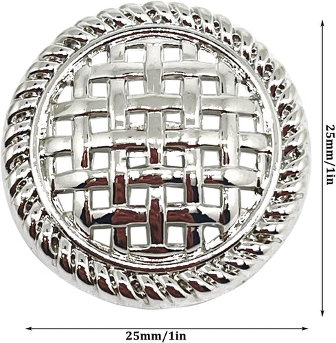 10pcs 25MM/1Inch Round Metal Vintage Grid Sewing Buttons for Blazer Button Set for DIY Craft(1#,Silver)...