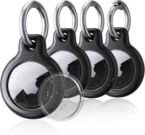 4 Pack Waterproof AirTag Holder Keychain,Air Tag Case with Anti-Lost Keyring,Hard TPU Air Tag Cases...