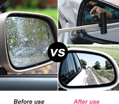 4pcs Car Side Mirror Squeegee, Retractable Car Rearview Mirror Wiper Mini Car Mirror Cleaner Cleaning Tool Vehicle Accessories for Car Windows Rai...