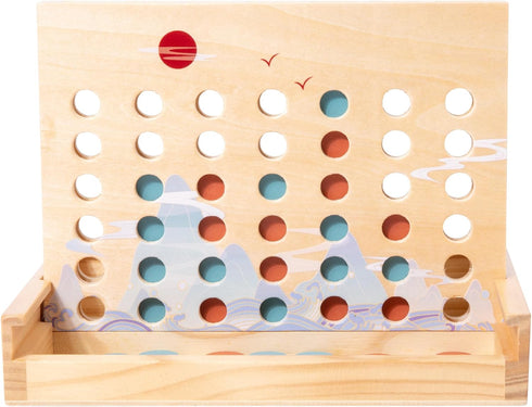 Wooden 4 in a Row Game - Classic Strategy Game for Adults Children-Connecting 4 Same Color Connection Rows- Travel Game Family Checkerboard Game T...