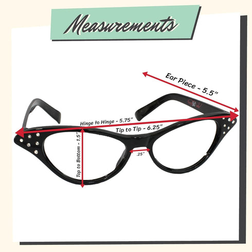 Hip Hop 50's Shop Womens Cat Eye Rhinestone Glasses...