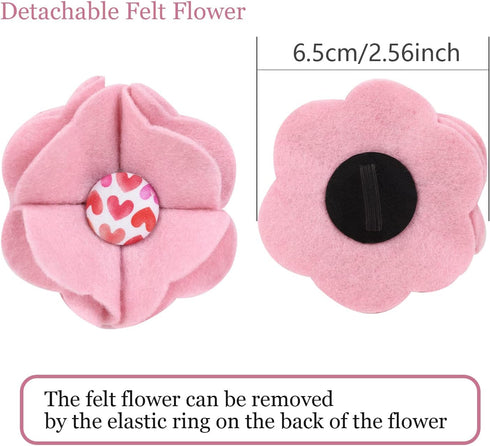 ARING PET Valentine's Day Dog Collar-Adorable Dog Collar with Felt Flower, Cotton Colorful Heart Dog Collars Pet Collars with Metal Buckle...