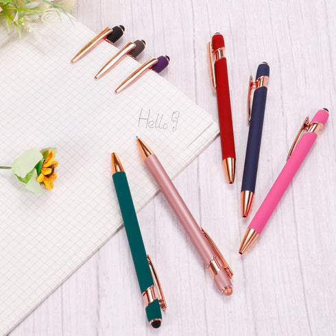 PATIKIL Ballpoint Pen with Stylus Tip, 6 Pack 2 in 1 Metal Pen Black Ink 1.0mm Medium Point Stylus Pen for Touch Screens Style 2, Gray......