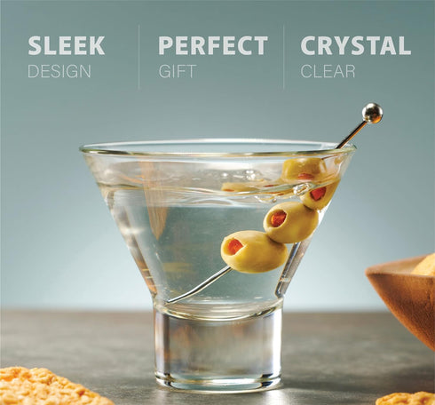 Godinger Martini Glasses, Italian Cocktail Glasses, Dessert Cups, Set of 4, 8oz - Made in Italy...