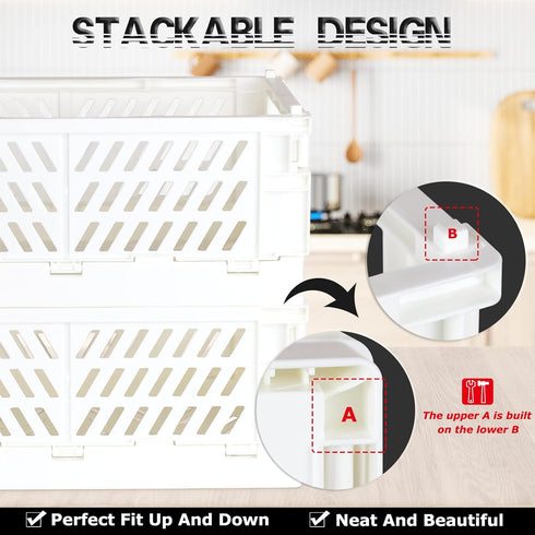 2-Pack Mini Foldable Plastic Baskets for Organizing and Storage, Collapsible Storage Crate for Home Kitchen Bedroom Bathroom Office (5.9x3.8x2.2, ...