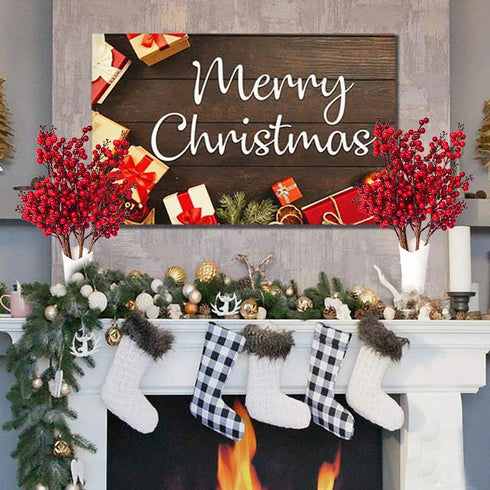 DearHouse 4 Pack Artificial Red Berry Stems Holly Christmas Berries for Festival Holiday Crafts and Home Decor, 19.5 Inches Burgundy Berry Floral ...