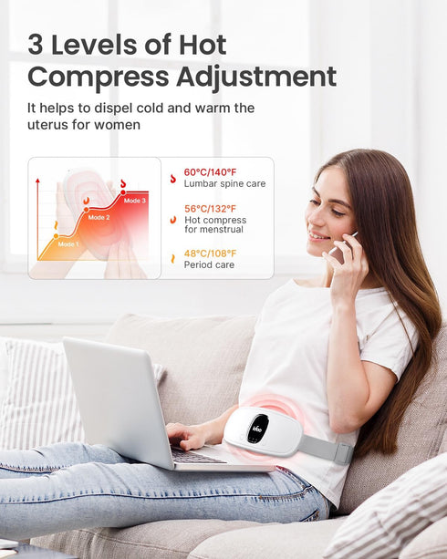 FSA HSA Eligible Portable Heating Pad for Period Cramps, iDOO Back Belly Heat Pad for Menstrual Pain Relief, Waist Belt Device with 3 Heat Levels ...
