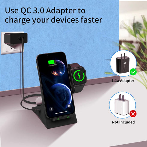 4-in-1 Wireless Charger for Multiple Devices with Night Lamp, Wirelsss Charger Station for iPhone 14/14 Pro/13/13 Pro/12/12Pro Max/11 Series/XS Ma...