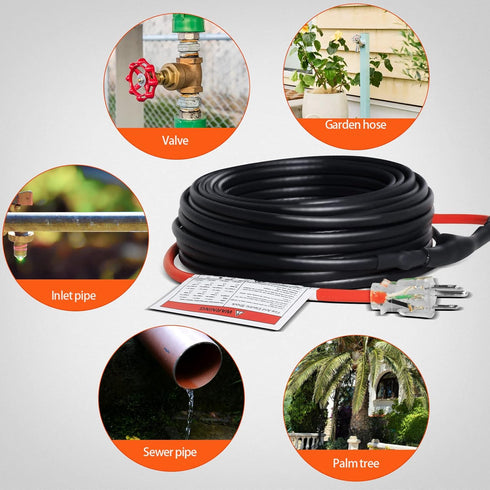 Intelligent Pipe Heat Cable for Pipe Freeze Protection, Self-Regulating Water Pipe Heat Cable for Metal and Plastic Home Pipes, Energy-Saving Heat...