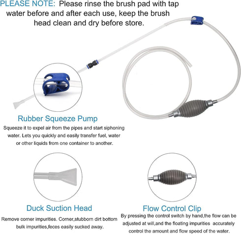 Fish Tank Cleaner and Aquarium Water Changer Siphon with a Thinner Water Tubing?Gravel Vacuum for Aquarium Kit?Perfect for Cleaning Small Fish Tan...