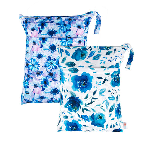 ALVABABY 2pcs Cloth Diaper Wet Dry Bags Waterproof Reusable with Two Zippered Pockets Travel Beach Pool Daycare Soiled Baby Items Yoga Gym Bag for...