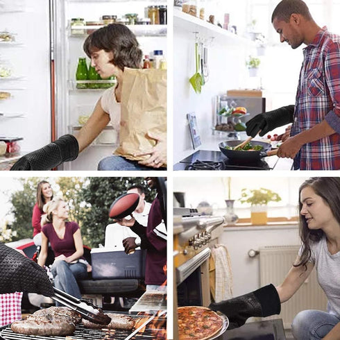 Comsmart BBQ Gloves, Heat Resistant Silicone Grilling Gloves, Long Waterproof BBQ Kitchen Oven Mitts with Inner Cotton Layer for Barbecue, Cooking...