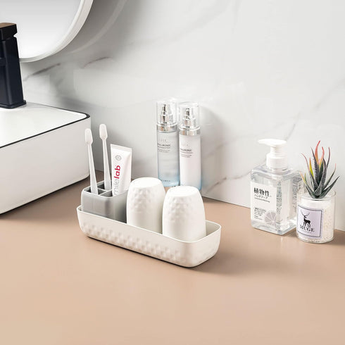 Toothbrush Holder for Bathrooms, Toothbrush Organizer Countertop for Toothbrush Storage, Toothbrush and Toothpaste Holders Set with 3 Slots, Tooth...