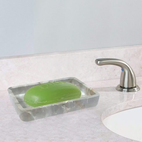nu steel Stone Hedge Resin Decorative Dish Tray for Bathroom Vanities, Countertops, Pedestals, Kitchen Sink-Store Hand Soap, Pumice Bars, Sponges,...