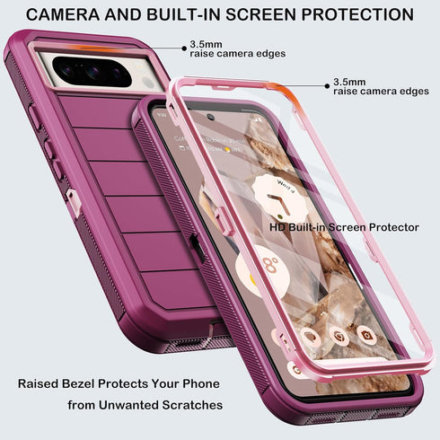 for Google Pixel 8 Pro Case with Belt Clip Holster & Kickstand,Built-in Screen Protector,Heavy Duty Shockproof Drop Protection Military Grade Rugg...