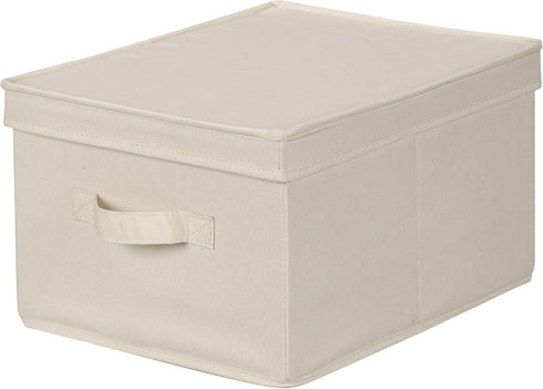 Household Essentials 113 Storage Box with Lid and Handle - Natural Beige Canvas - Large...