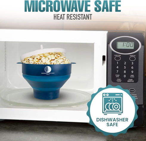 Silicone Popcorn Popper | microwave popcorn | dishwasher safe popcorn popper | air popper | popcorn bowl | 2-4 minute homemade popcorn | microwave...