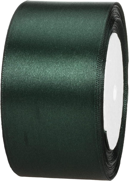 ATRBB 25 Yards 2 inches Satin Ribbon for Wedding,Handmade Bows and Gift Wrapping (Green Black)...