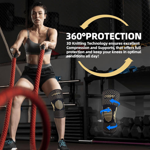 Copper Knee Braces for Knee Pain Women & Men - 2 Pack Knee Brace Compression Sleeve, Best knee Support for Arthritis Pain,Meniscus Tear, Running,W...