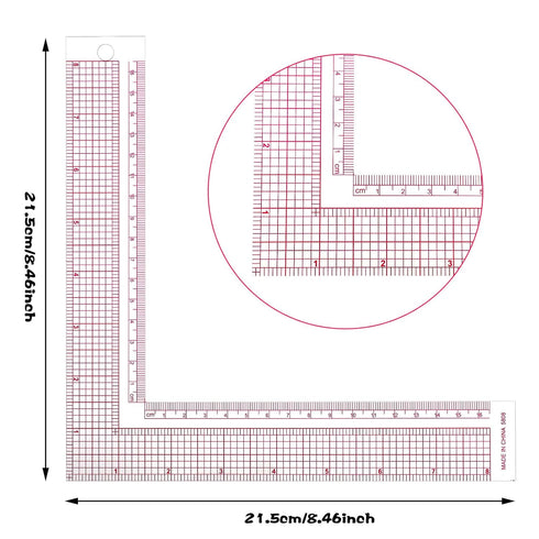 2 Pcs Plastic L-Square Shape Ruler French Curve Sewing Quilting Ruler Acrylic Ruler Professional Craft Tool for Tailor DIY Quilting Craft Tool Dra...